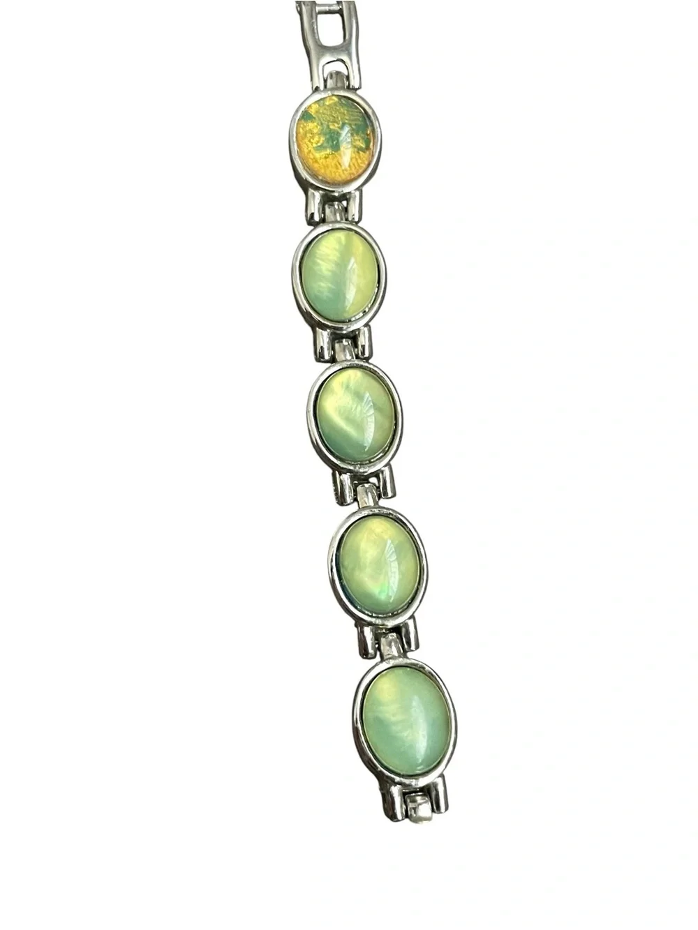 Vintage Vivani Mood Stone Watch Link Bracelet Accutime Quartz Silver Tone Retro